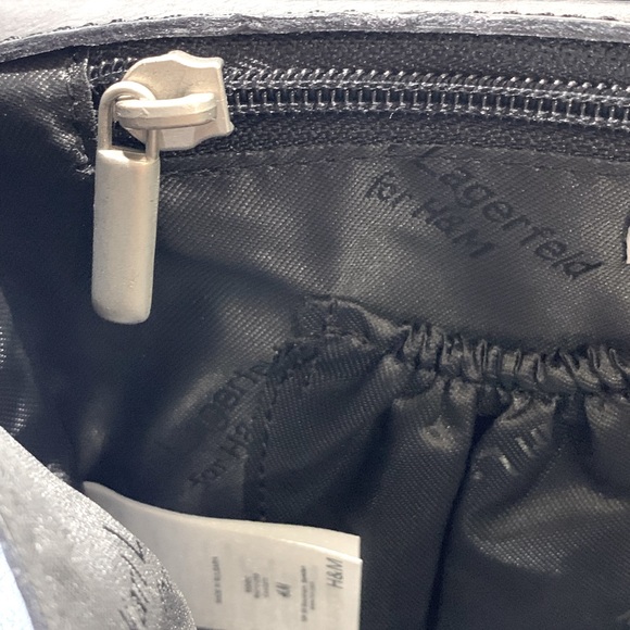H&M x Karl Lagerfeld black leather cross body bag with silver hardware *Rare* - Picture 10 of 14